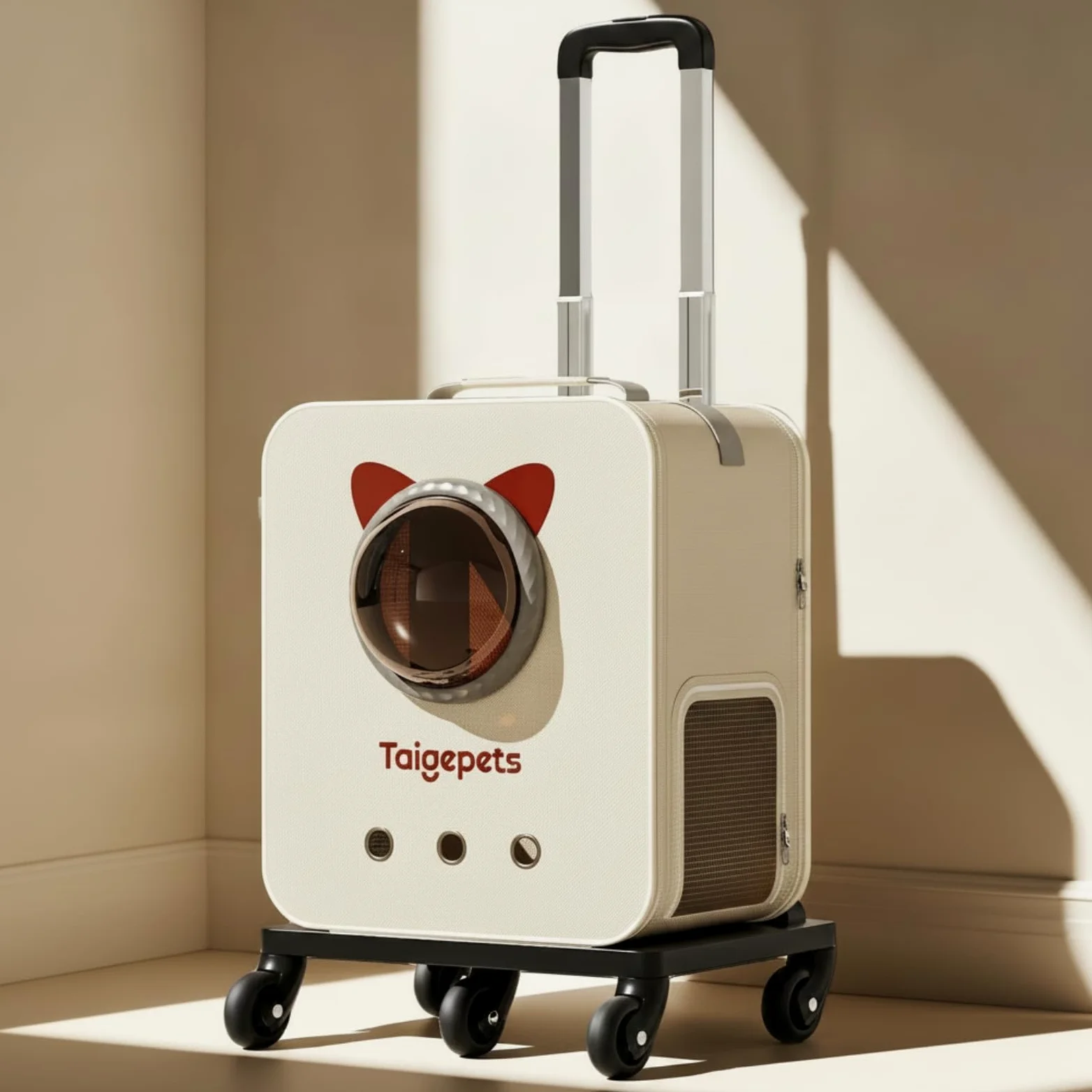 Gralara Katzenrucksack formstabil Tirucksack mit Fenst belüftet Hunducksack für Katzen, Welpen, untwegs, 37x24x43cm, Großer Rucksack Mit Rollen Für Katzen, Abnehmbar Und Faltbar, Universalräder