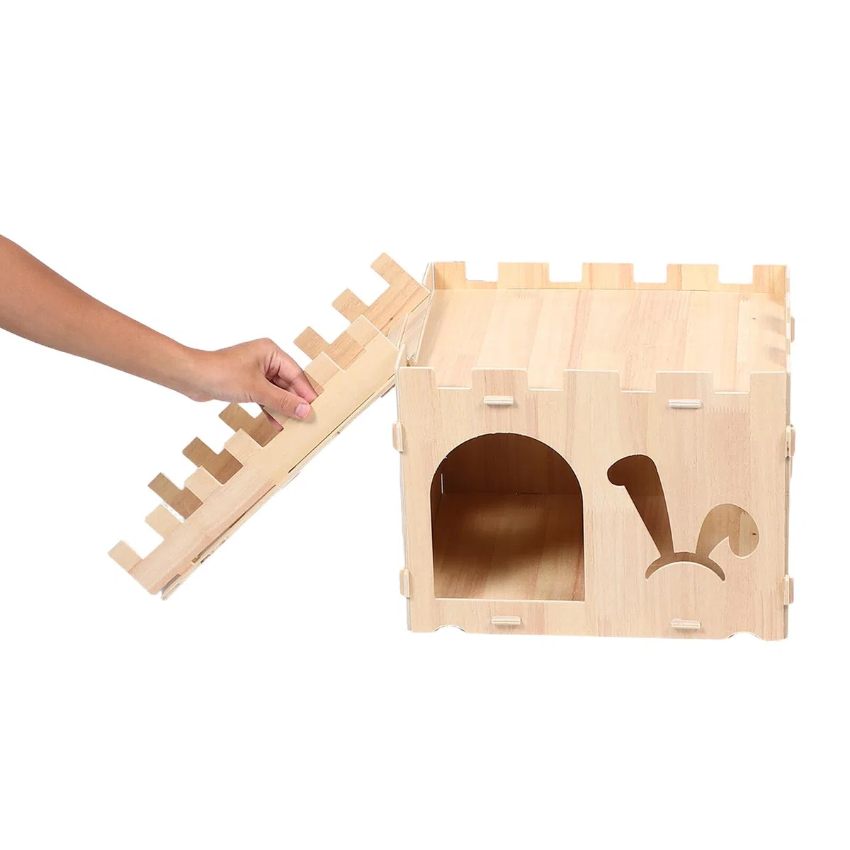 Häuschen für Kaninchen und Meerschweinchen aus Holz mit Leiter und Dach Idealer Rückzugsort zum Ausruhen und Spielen für Kleintiere und Nagetiere