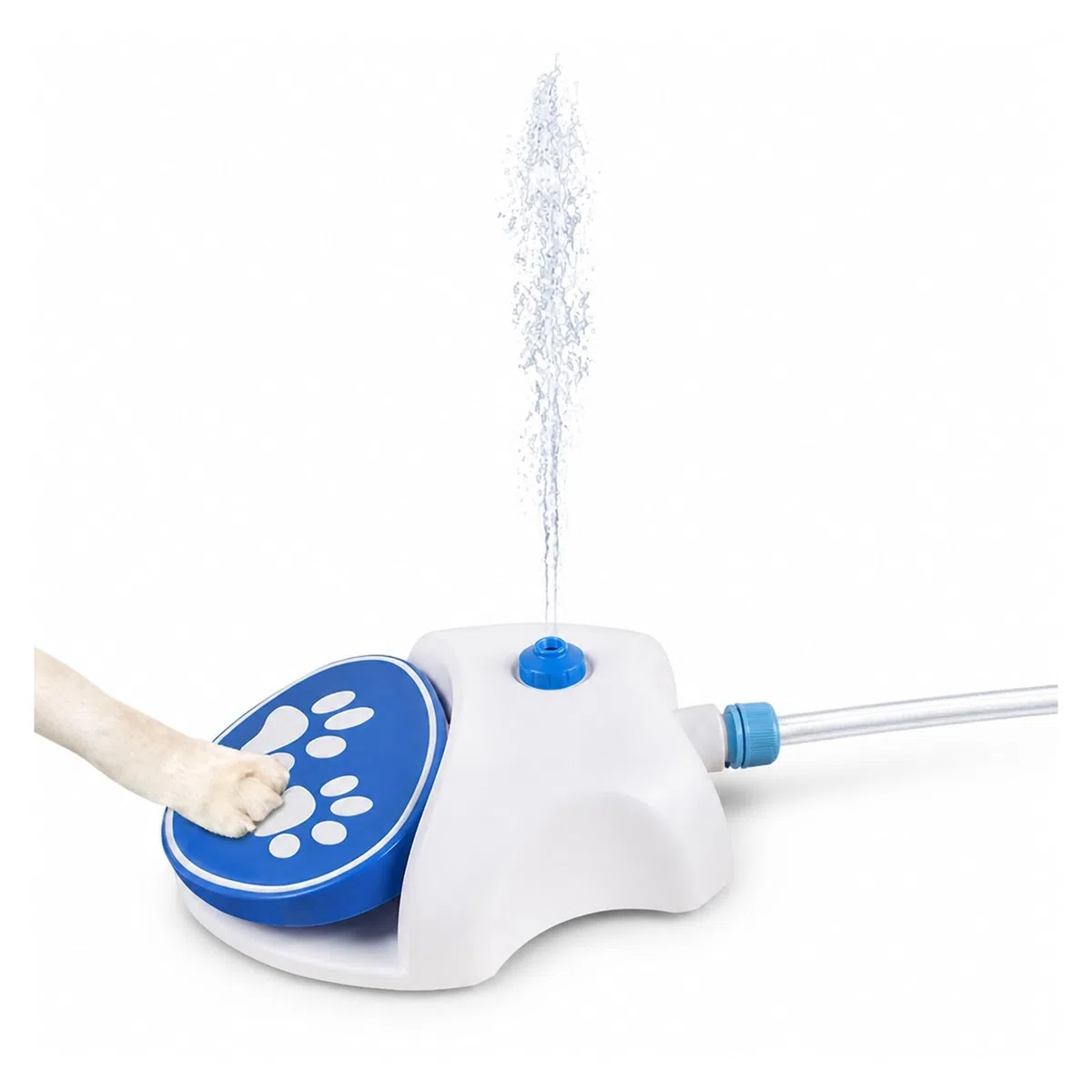 Trinkbrunnen für Haustiere, Step On Hundewasserbrunnen Mit 162 cm Schlauch | Kunststoff-Pedal-Sprinklerspender Für Hunde Und Katzen, Terrasse, Garten,