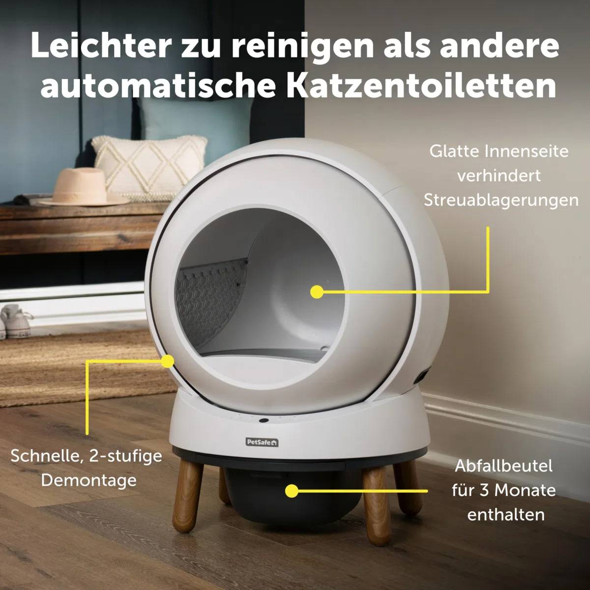 PetSafe ScoopFree SmartSpin Selbstreinigende Katzentoilette | Fortschrittliche Geruchsbekämpfung, Gesundheitsmonitor, App-gesteuert, Kompatibel mit Jeder Streu