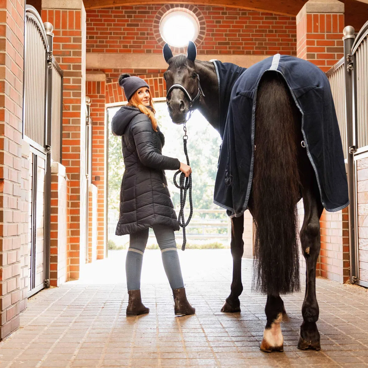 Horze Pferde Fleece-Abschwitzdecke Eternal Gaze, Blau, 145
