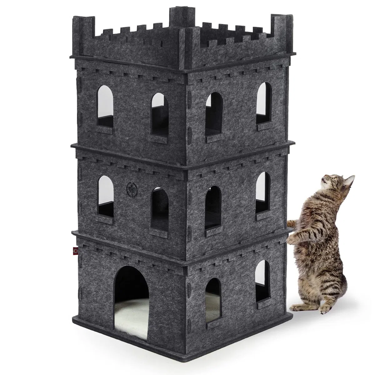 CanadianCat Company | Katzenburg aus Filz für Katzen - Felty Fort | Filzburg Filztonne Katzentonne XL Flauschkissen