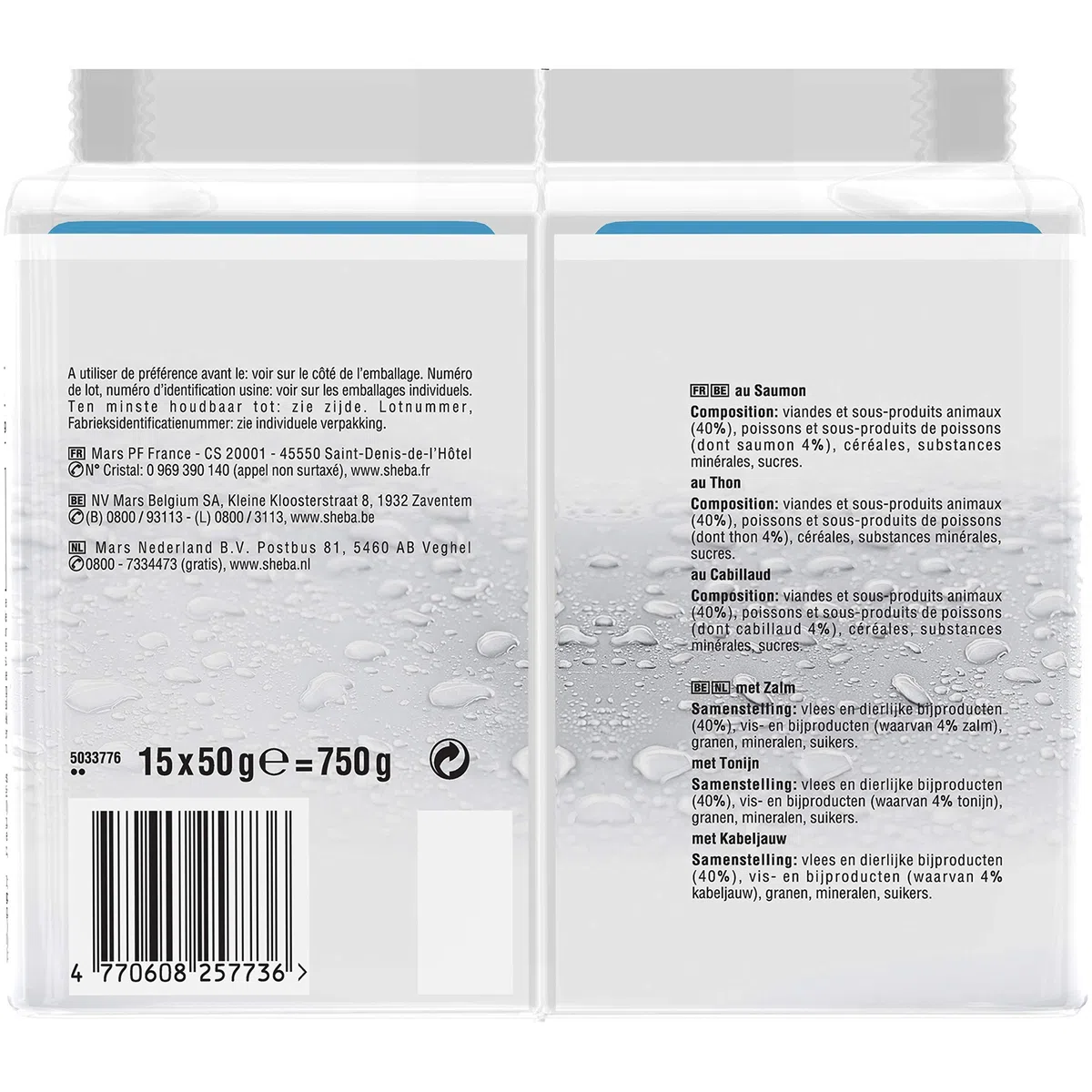 Sheba Délices du Jour Frischebeutel in Fischsauce für Katzen, 15 x 50 g