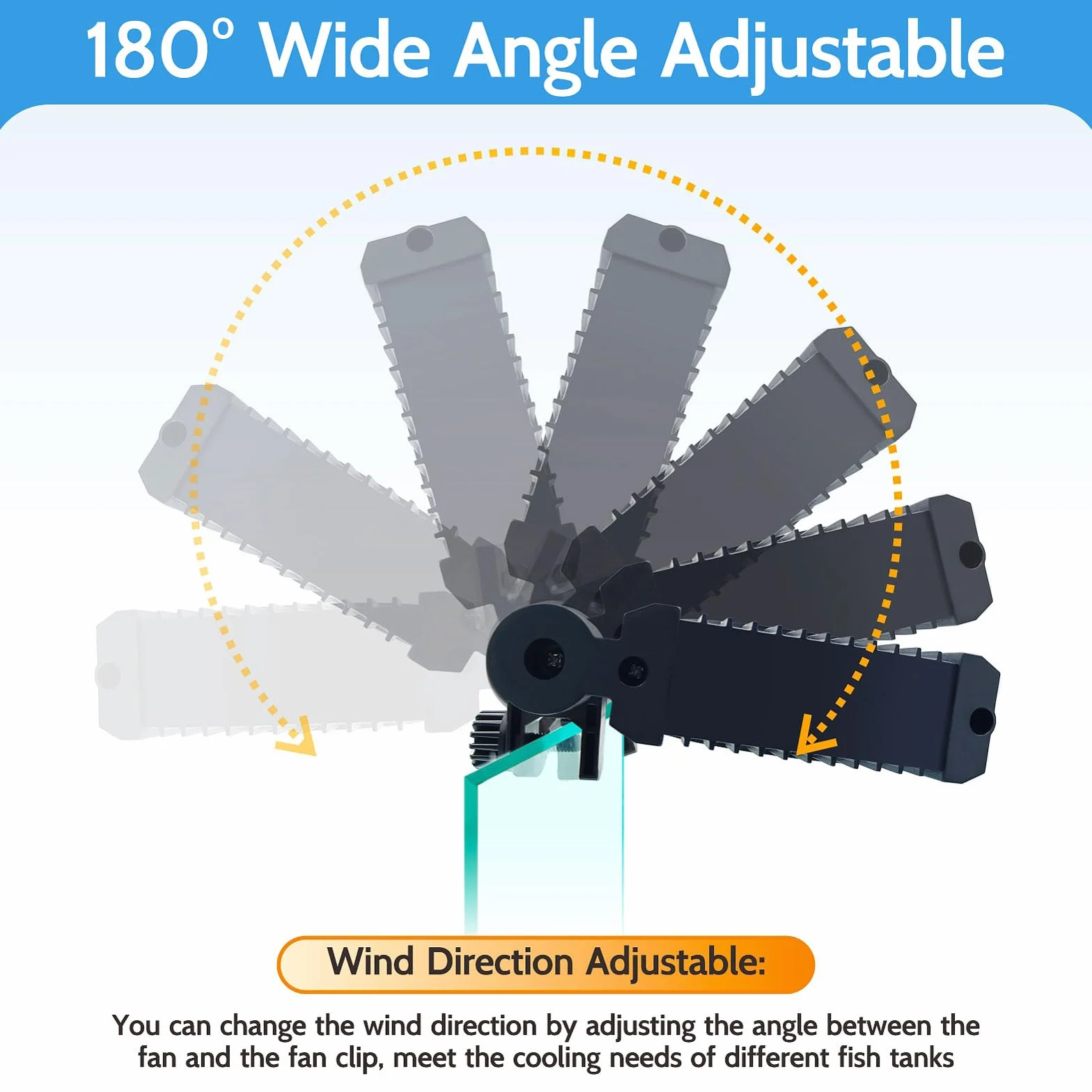 Aquarium-Kühlventilator – Aquarium-Kühlventilator mit einstellbaren 5 Windgeschwindigkeiten und Timer-Controller, geeignet für randlose Aquarien mit einer Dicke von < 1,5 cm (2 Lüfter)