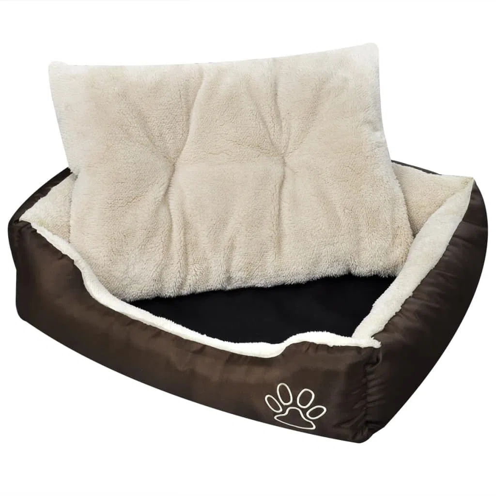 Hundebett Braun und Beige XXL, Hundekissen mit rutschfestem Boden, wasserabweisend, maschinenwaschbar, 110 x 80 x 21 cm, für Wohnzimmer, Auto, Reise, Welpe und Senior, kuschelig
