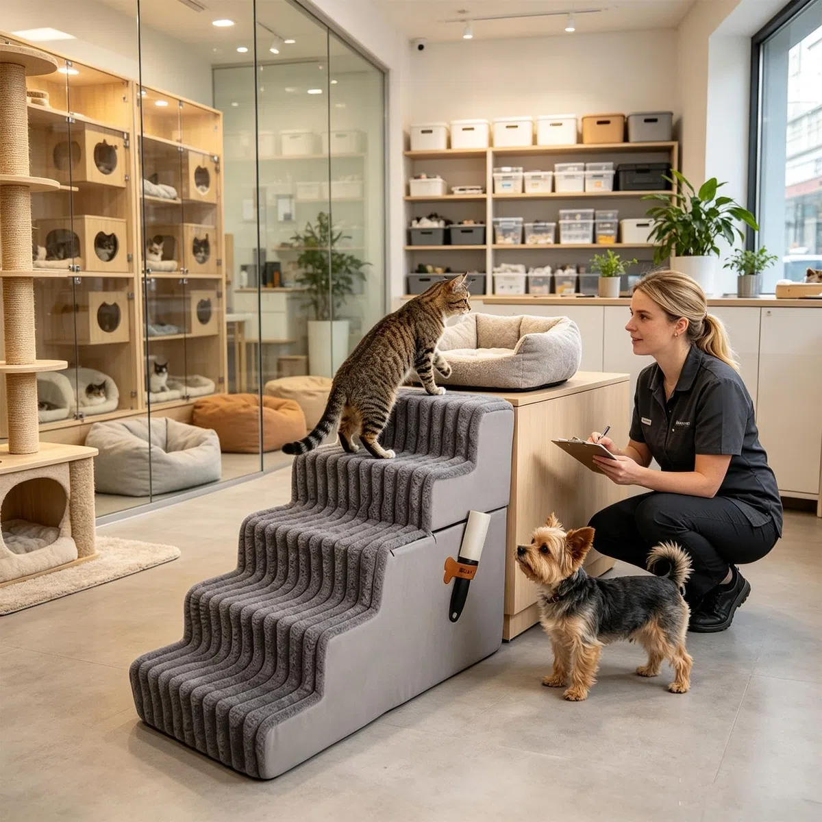 Rampe für Hunde, Zubehör für Tiere, abnehmbar, rutschfest | Rutschfeste Stufen für Hunde, Katzen, Sofa, Couch, Wohnung und Balkon