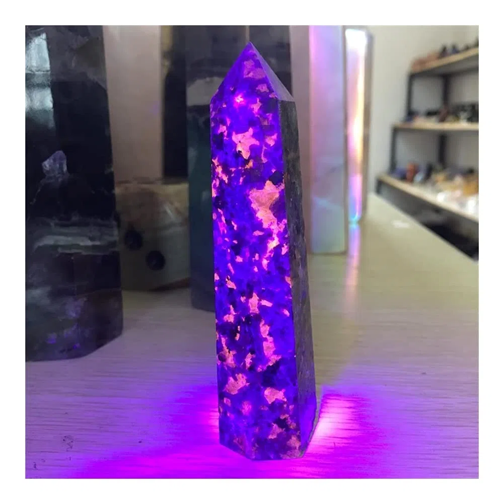 Heilkristall, natürlicher Flammenstein, einzelne Spitze Säule, Raumdekoration, Heimdekoration, Aquarium-Dekoration