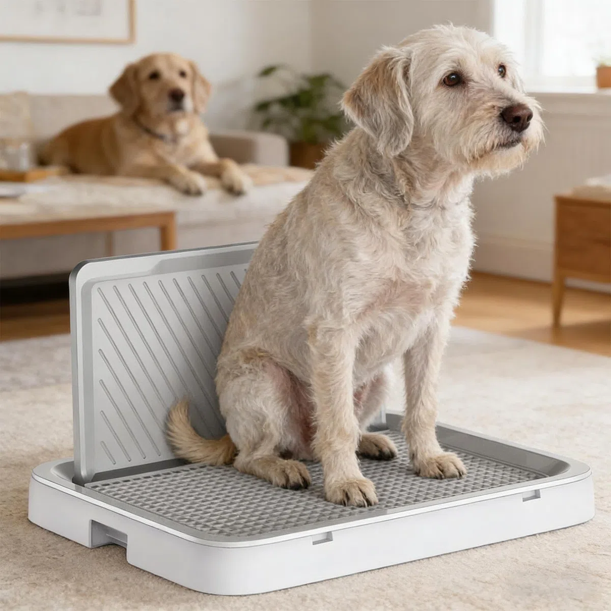 Toilettentablett für Hunde, Tablett mit Netz, auslaufsicher und spritzwassergeschützt, für Hunde, Welpen, saugfähige Matte – für Wohnung, Schlafzimmer, Salon, Balkon