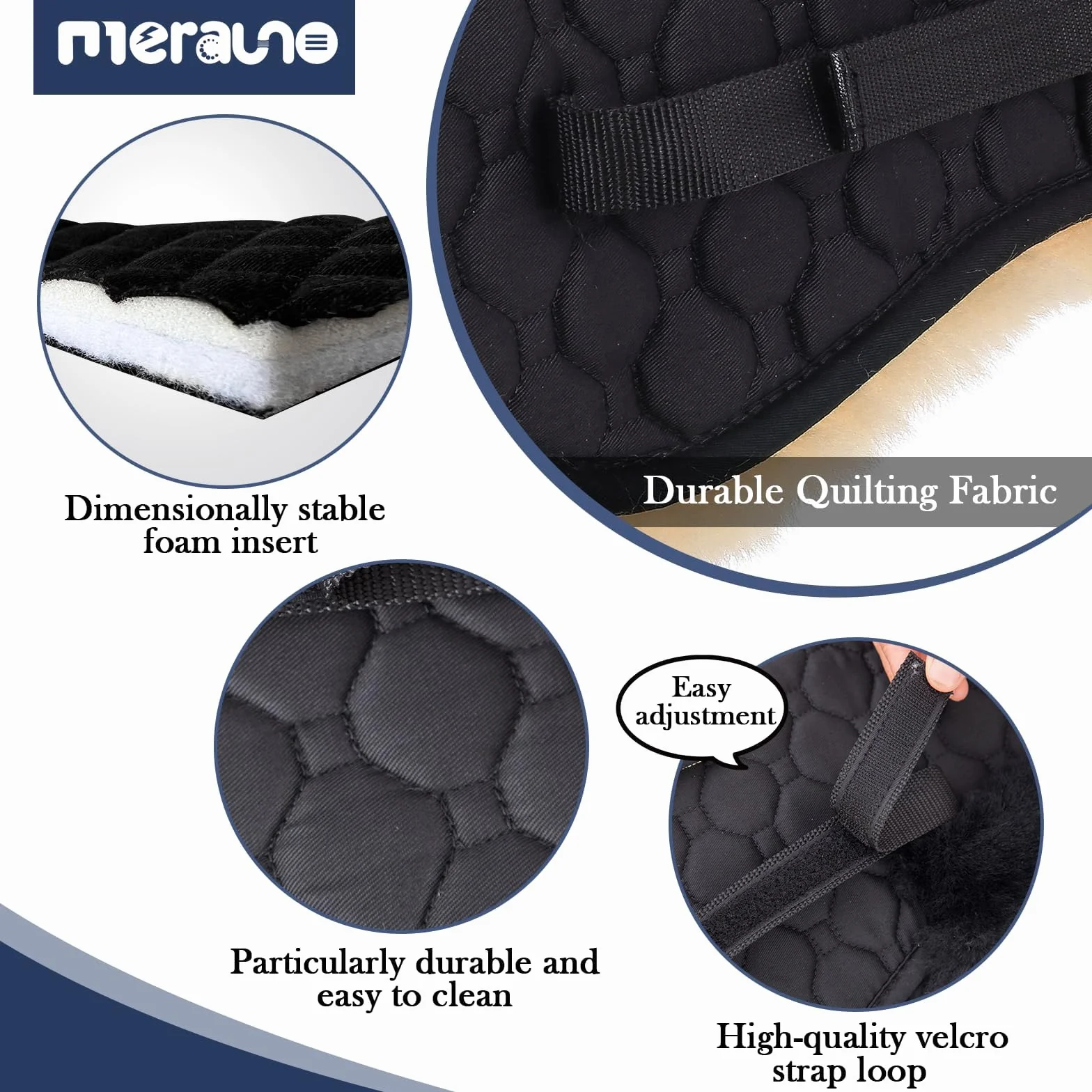 Lammfell Korrektur Pad Korrektur Half Saddle Pad Gesteppte Baumwolle 4 Taschen mit Memory-Foam-Einsätze