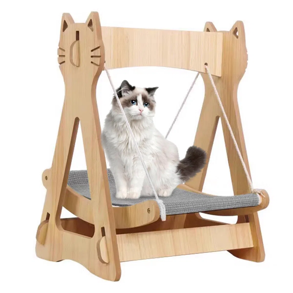Indoor Cat Hammock Bed, Wooden Swing Bed for Cats, Rocking Cat Bed for Window Barch, Cute Pet Furniture