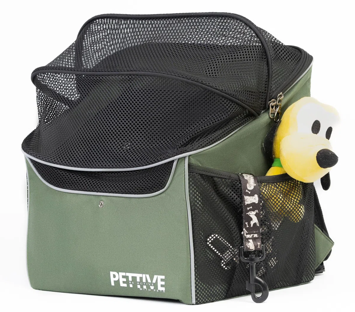 Fahrradkorb für Hunde, Fahrradkorb für Katzen, Rucksack für Hunde, Katzentransportbox mit Regenabdeckung PETRIVE BikeOn bis 7 kg (Grün)