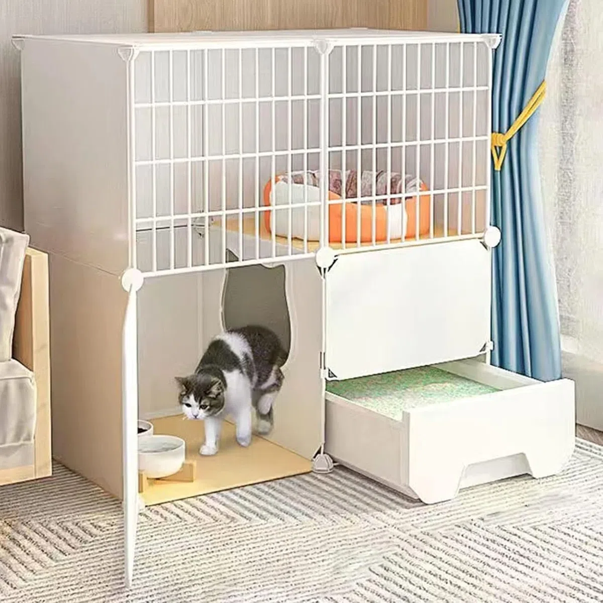 Katzenkäfig – DIY, mit Tablett und abnehmbar(Standard,75*49*75CM)