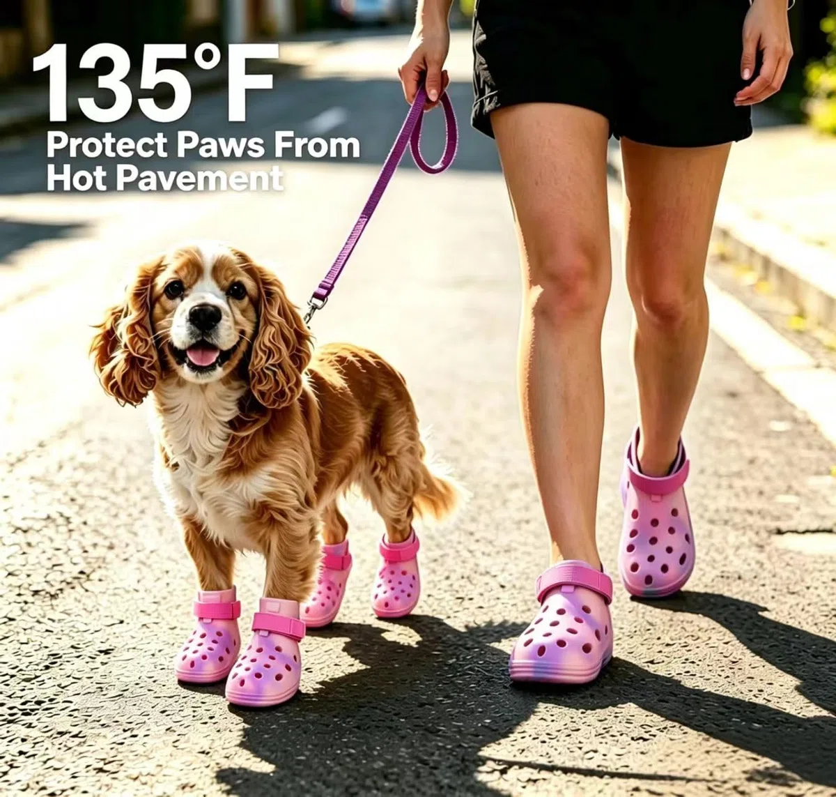 Hundeschuhe für heißen Gehweg, verstellbare Magic Tape-Stiefel für kleine, mittelgroße und große Hunde, rutschfest, leicht zu reinigen, Pfotenschutz für Strand, Outdoor und heißes Wetter (Rosa, S)