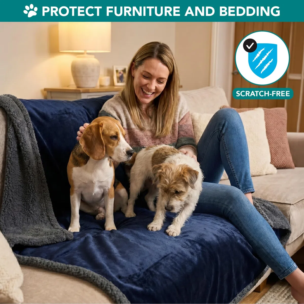 PetAmi Hundedecke für Welpen, Haustierdecke, für kleine Hunde, Katzen, Kätzchen, Fleece, Sherpa-Überwurf, Hundedecke, Couch, Bett, weicher Plüsch, flauschig, leicht, Mini 29 x 40 cm, marinegrau
