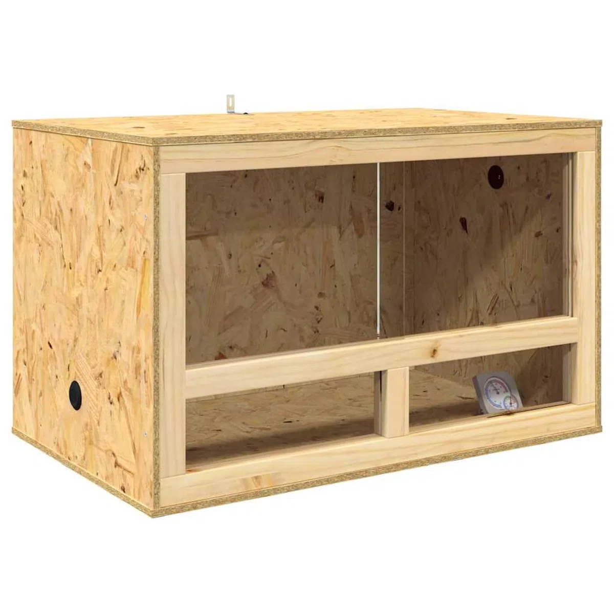 Gecheer Terrarium Braun 80 x 50 x 50 cm OSB, großzügiger Innenraum, Thermometer inklusive, ideal für Reptilien und Nagetiere