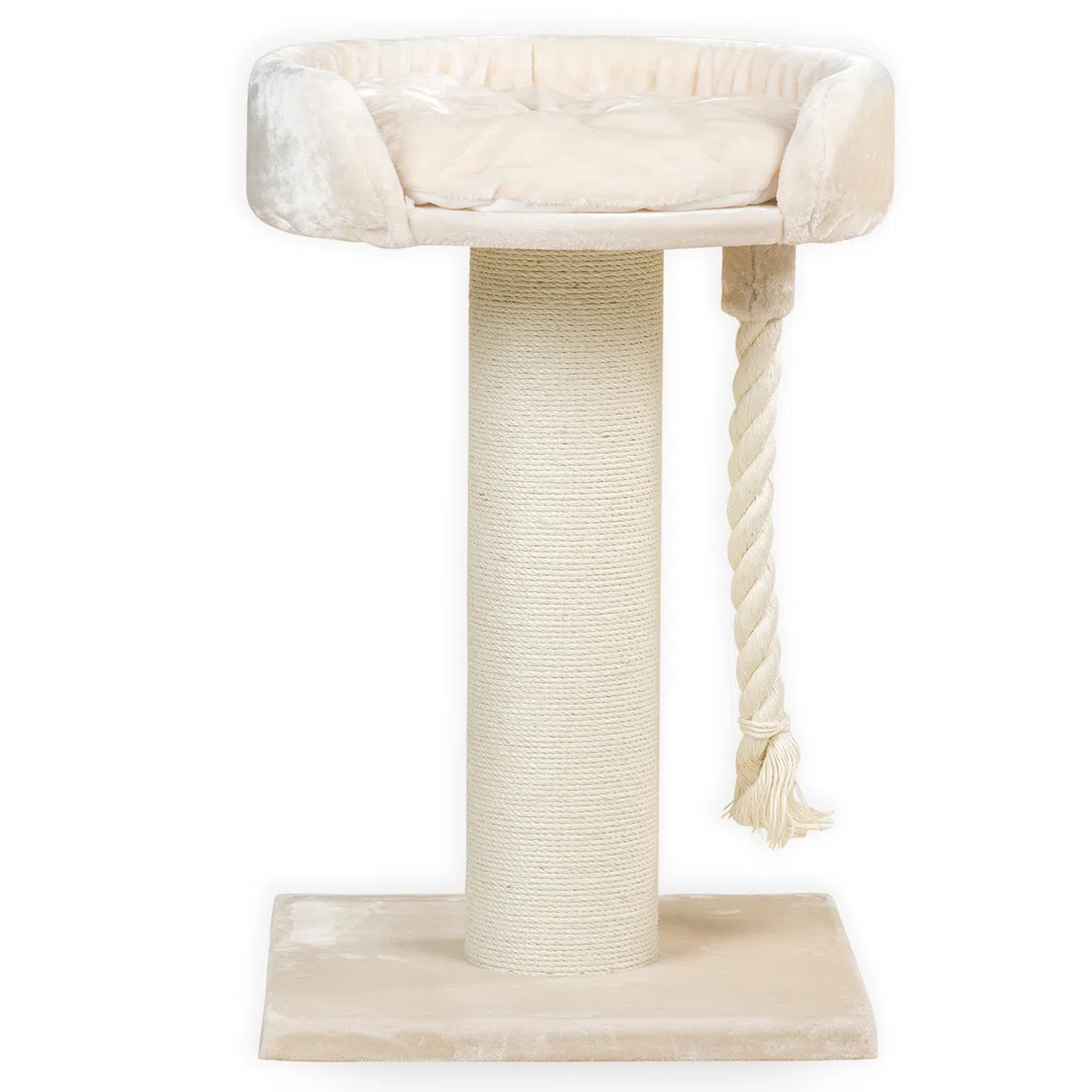 RHRQuality Kratzbaum für große Katzen – Chartreux – 80 cm hoch – Mit extra dickem 20 cm Sisalstamm – Luxuriöse Liegefläche von ⌀60 cm – Crème