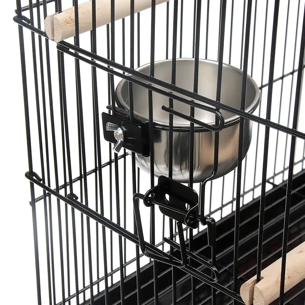 Käfig für Vögel, massiv, Vogelkäfig, auf Fuß, Voliere, Vögel, Innen/Außen, Käfig, Vögel, für Wellensittiche, Kanarienvögel, Schwarz auf Rollen, 59 x 59 x 150 cm