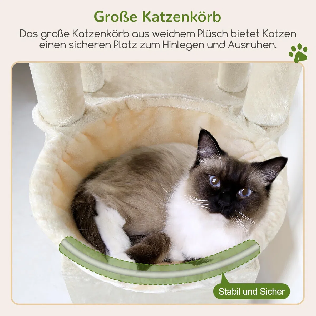 Globlazer Kratzbaum XXL Stabil für 2/3/4 Große Katzen Maine Coon 156 cm F61 | Katzenbaum mit 2 Extragroß Katzenhaus, Sisal Kratzsäulen, Einfach zu montieren, Robust Sicher, fur Kätzchen Schwere Katze