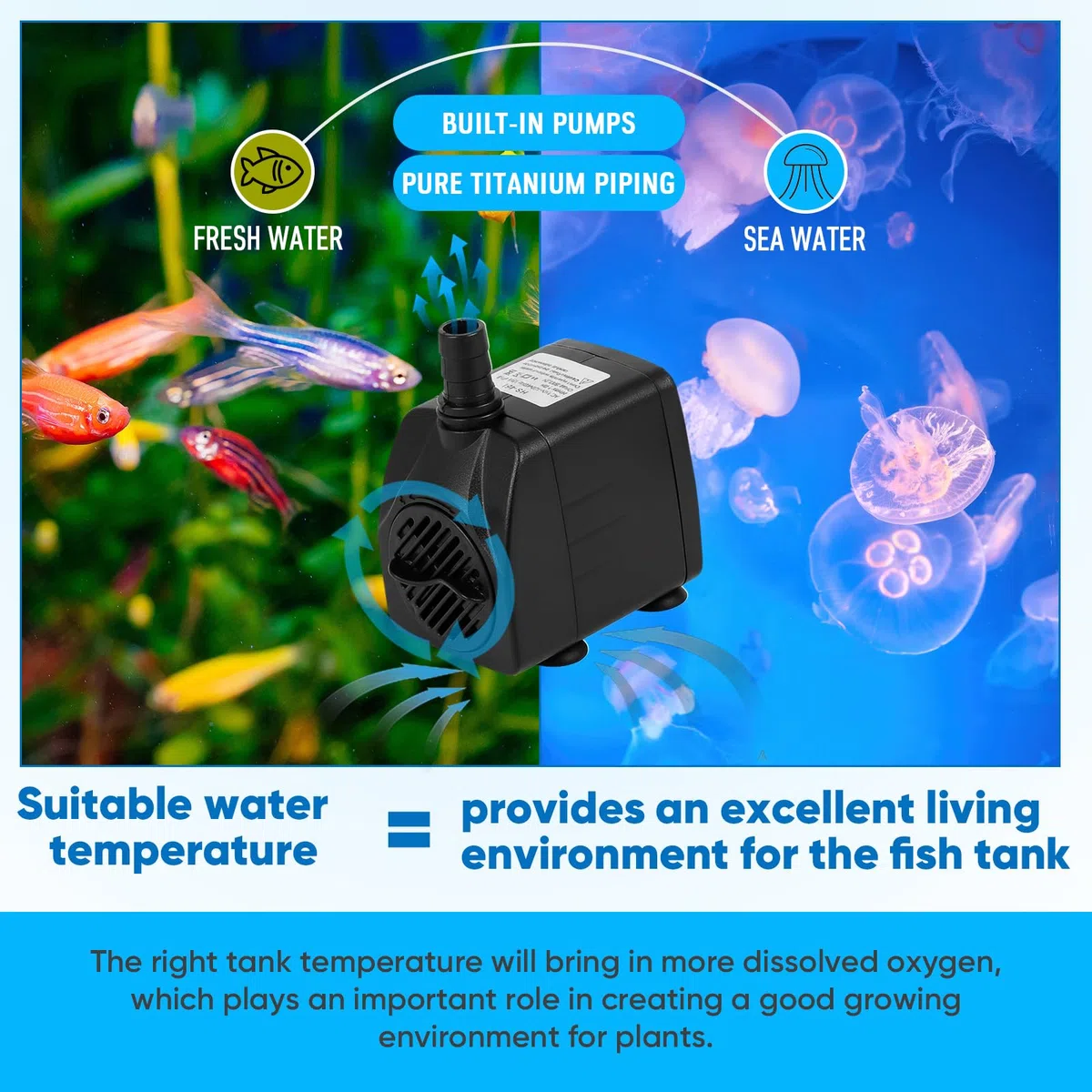Aquarium-Kühler 160L Wasserkühler Aquarium durchlaufkühler Aquarium Fischtank-Kühler, Anzucht Ausrüstung für Süß-/, Wasserunkraut, Quallen, Koralle