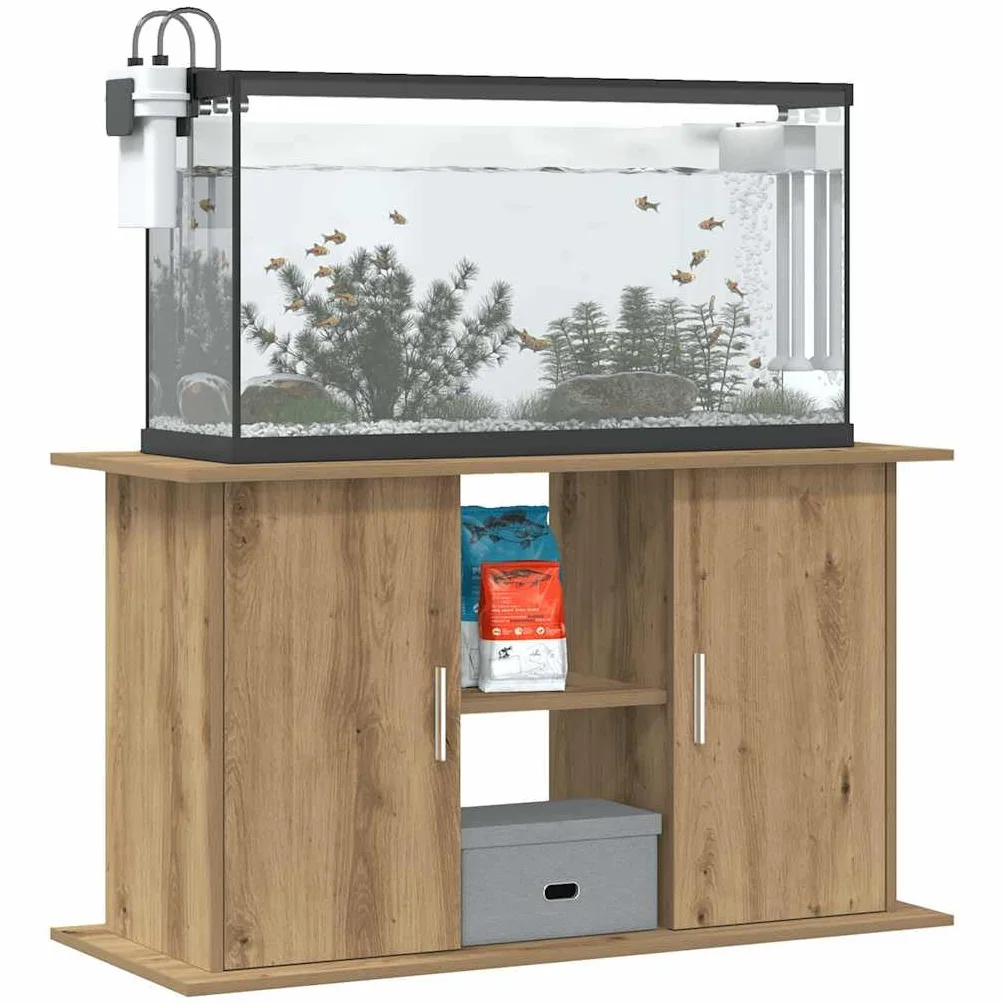 Aquariumständer Unterschrank aus Holzwerkstoff in Artisan-Eiche, 101 x 41 x 58 cm, mit 3 Ebenen für Aquarium, Fischbecken, Terrarium, Aufbewahrung, stabile Basis für Wohnraum