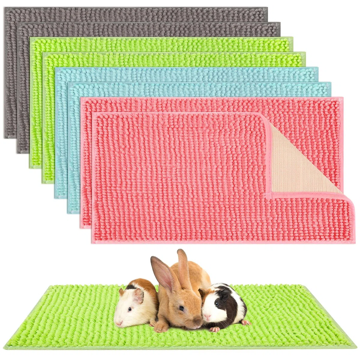 Barydat Meerschweinchen-Käfig-Einlage für Meerschweinchen-Käfig, Bettwäsche, wiederverwendbar, Meerschweinchen-Matte, waschbar, Trainingspad, Tierschlafmatte für Chinchilla (Grau, Grün, Rosa, Blau,