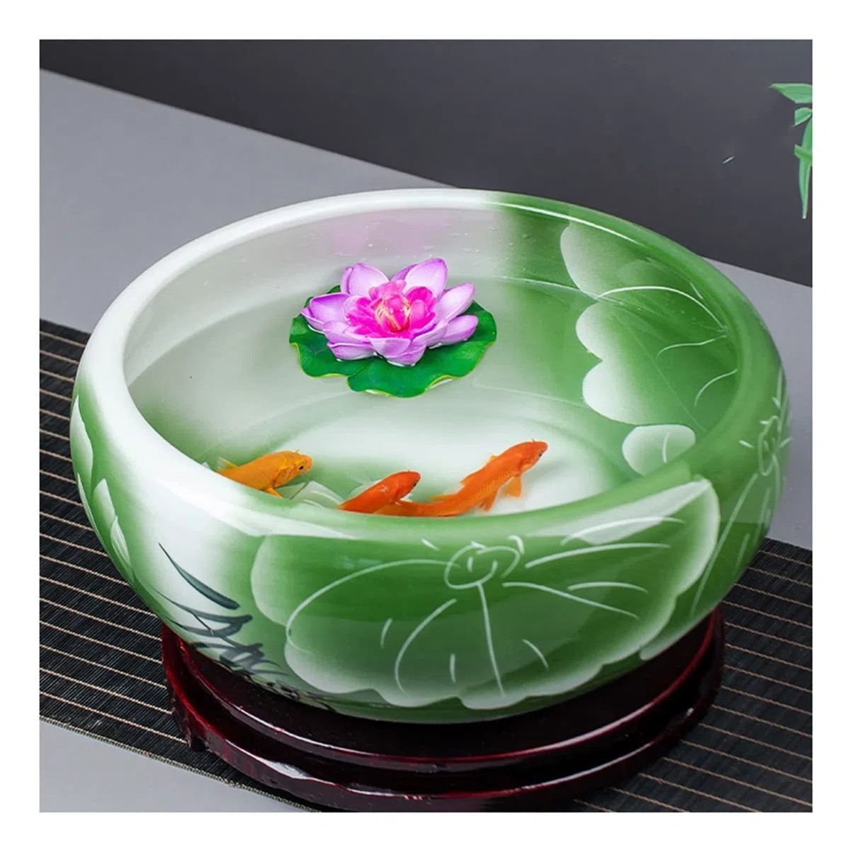 Aquarium Keramik Goldfischglas Fischtank Handbemalt Desktop Großes Glücksschildkrötenbecken Narzissen Lotustopf Aquarium Starter Kits Fischtank Dekorationen