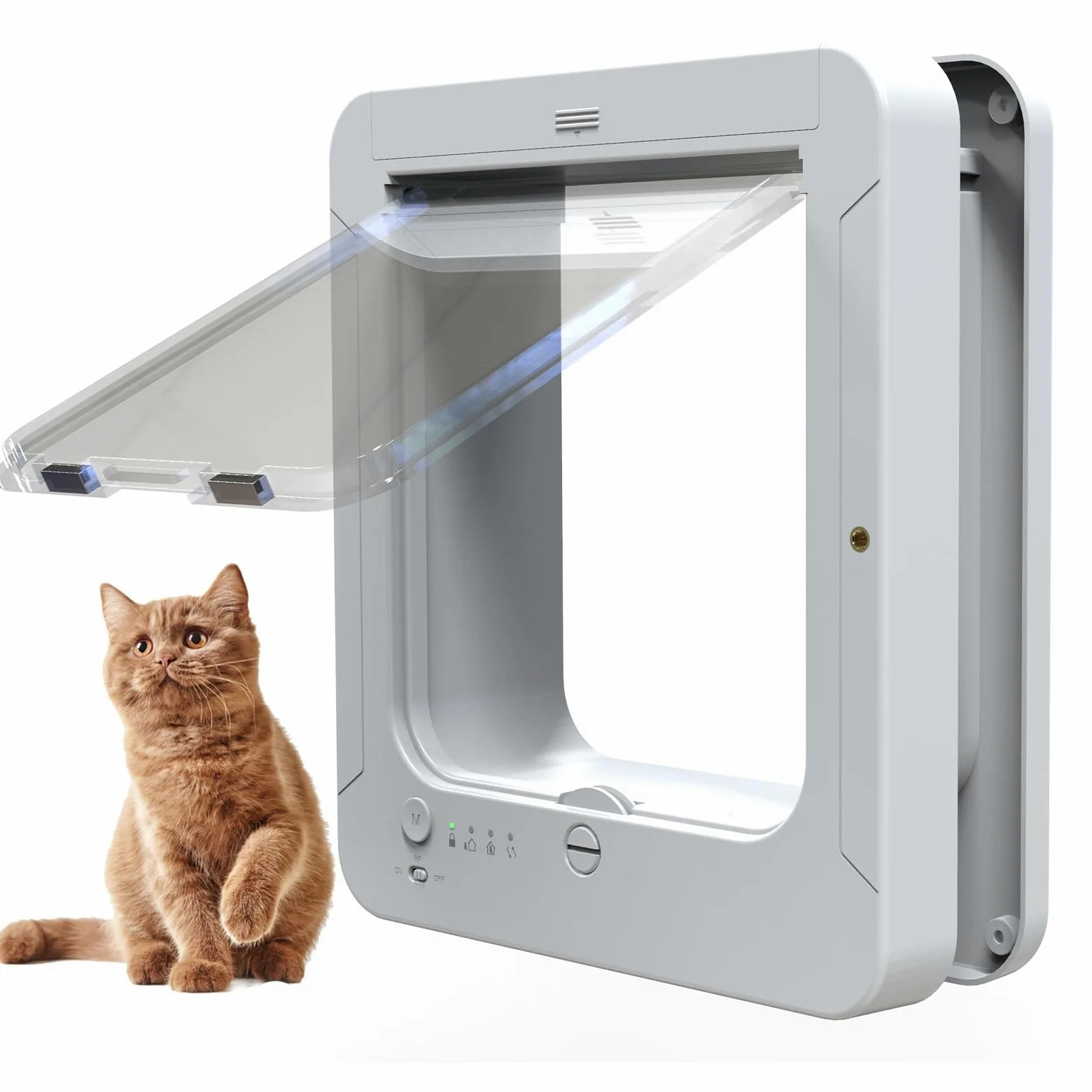 Automatische Haustiertür mit Mikrochip-Technologie, inklusive 2 Sensorhalsbändern und Fernbedienung, ideal für Katzen und kleine Hunde