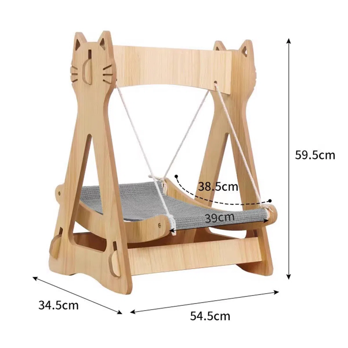 Indoor Cat Hammock Bed, Wooden Swing Bed for Cats, Rocking Cat Bed for Window Barch, Cute Pet Furniture
