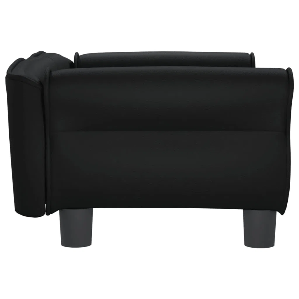 BaraSh Hundebett Schwarz 70x45x30 cm Kunstleder Hundedecke Flauschig Hundeteppich