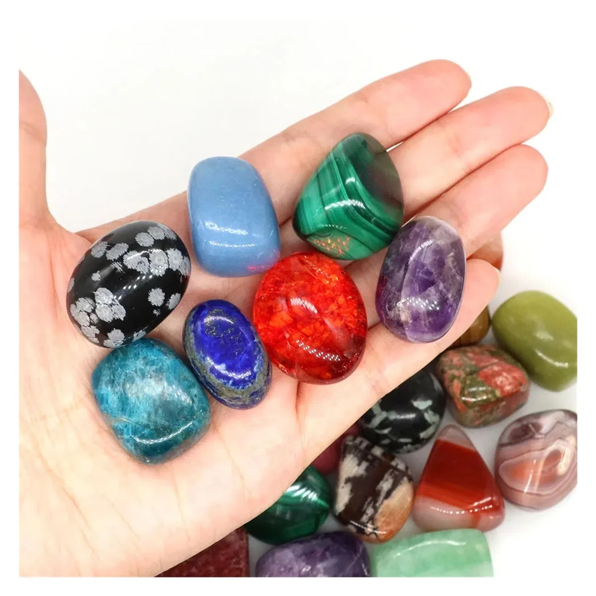 Trommelsteine, Massenerz, Kies, Probe, Heilkristalle, Quarz, Energieedelsteine, Mineralien, Aquarium, Garten, Heimdekoration für Vasen, Fischgläser, Aquarien(Color6,1000g)