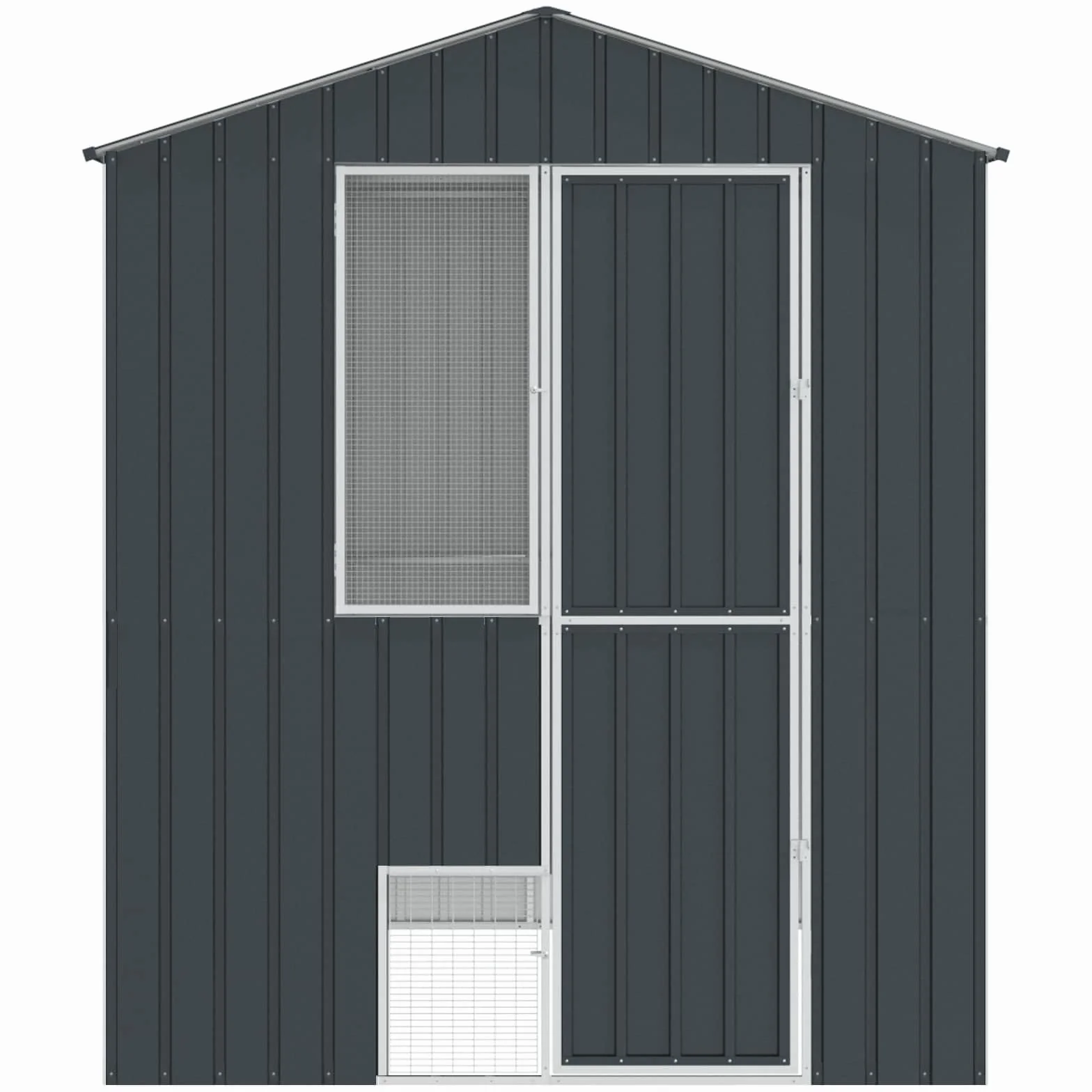 Outdoor Vogelkäfig Anthrazit 215 x 210 x 247 cm aus verzinktem Stahl, große Vogelvoliere für Garten und Terrasse mit rechteckigem Design, robust und wetterfest, einfache Montage