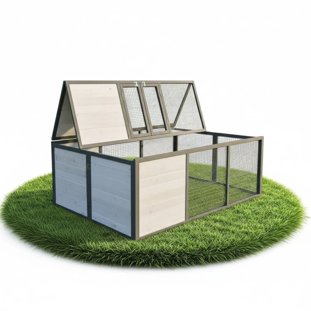 Mucola Freilaufgehege Kaninchen Hasenstall klappbar 160x119x60 cm Holz | Mit Gitter gegen Greifvögel und Katzen, leicht versetzbar für Garten und Balkon, wetterfest, für Meerschweinchen, Freigehege