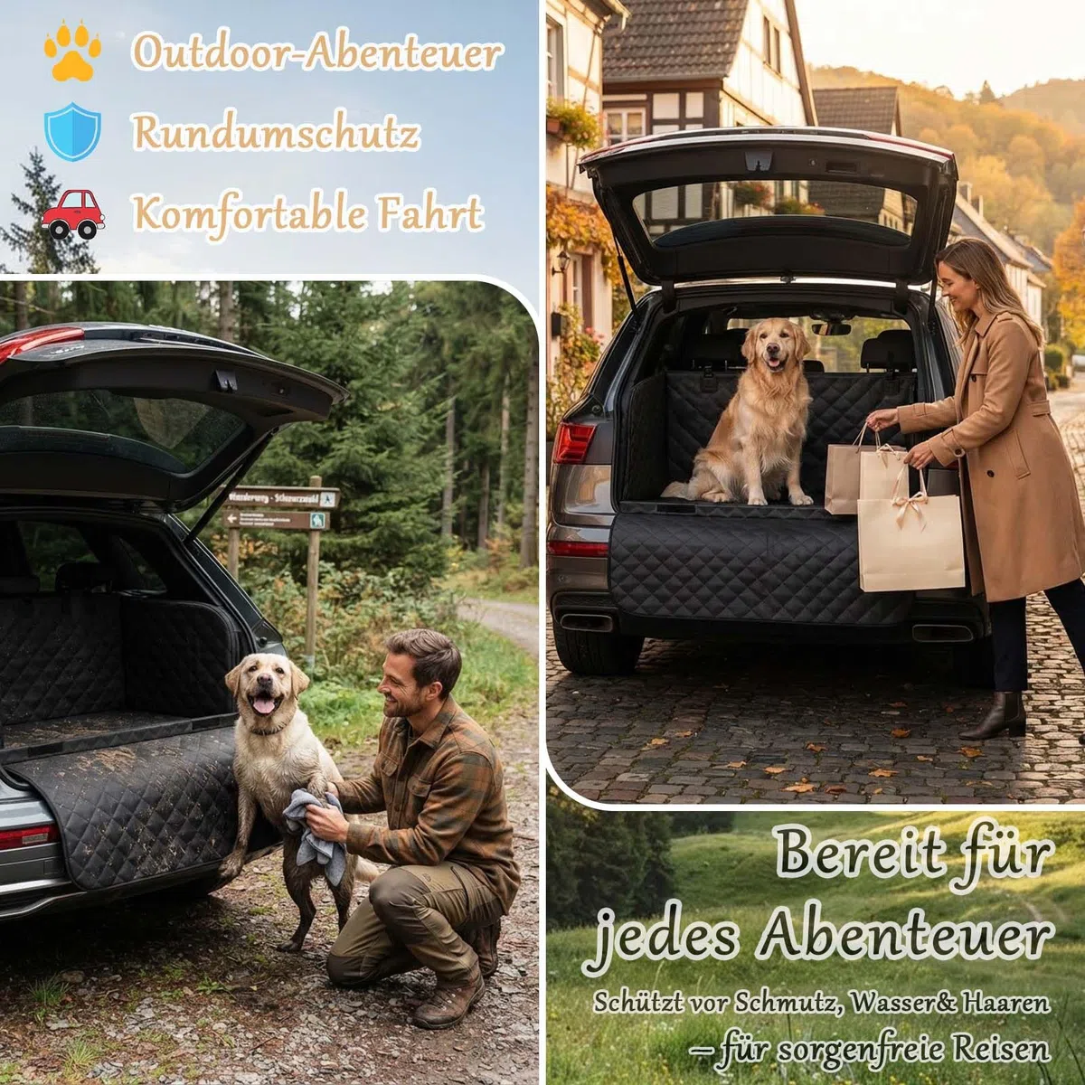 Kofferraum Schutzmatte Hund, Kofferraumschutz Auto SUV Hundedecke | Wasserdichte Kofferraum Schutzmatte Hund für Auto SUV, schützt vor Schmutz, Haaren. Robuste Hundematte für Kofferraum