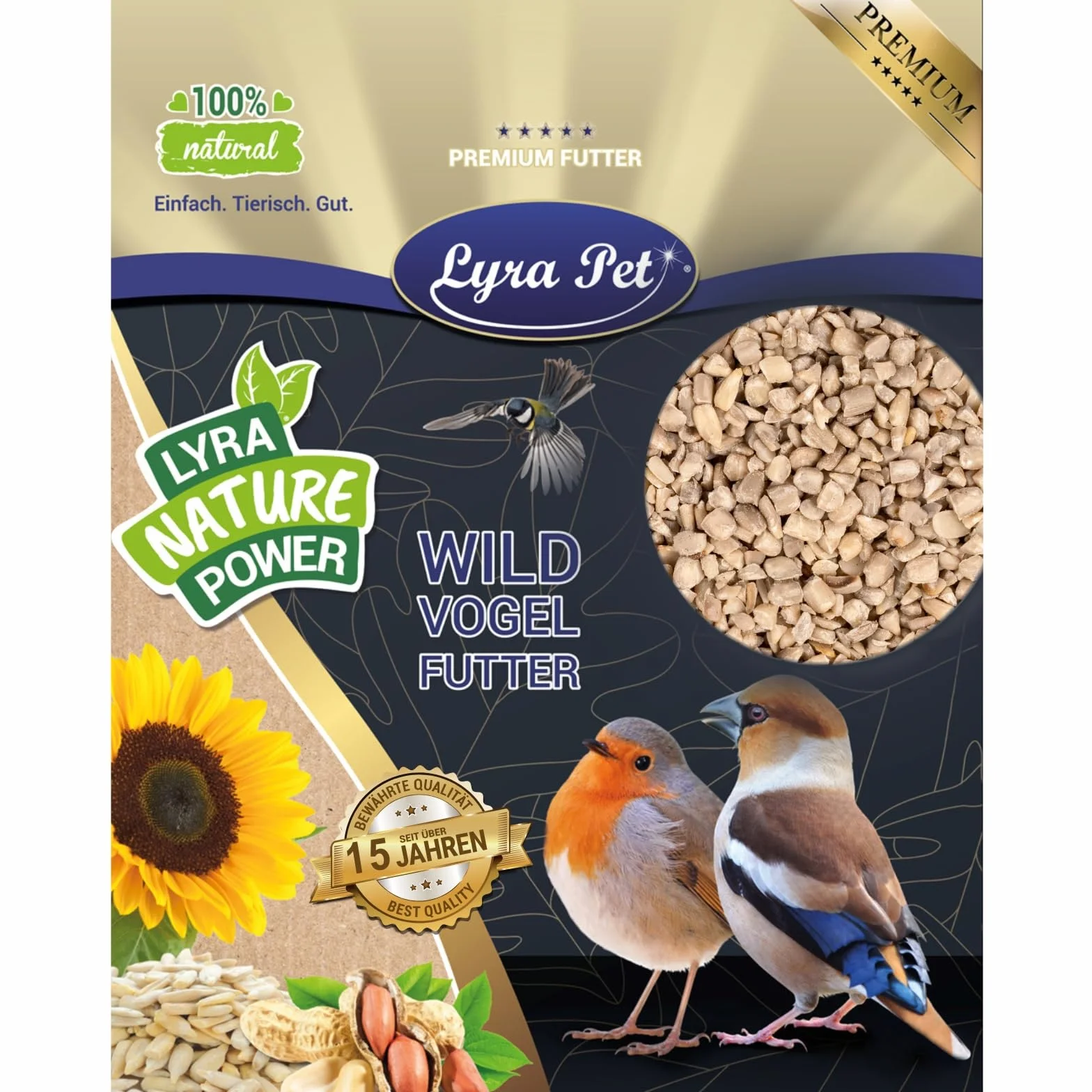 Lyra Pet® | 25 kg Sonnenblumenkerne Geschält Bruch | Wildvogelfutter Ganzjährig | Optimal für Jungtiere | Vogelfutter für Wildvögel | Wertvolles Streufutter | Energiespender für Sommer + Winter