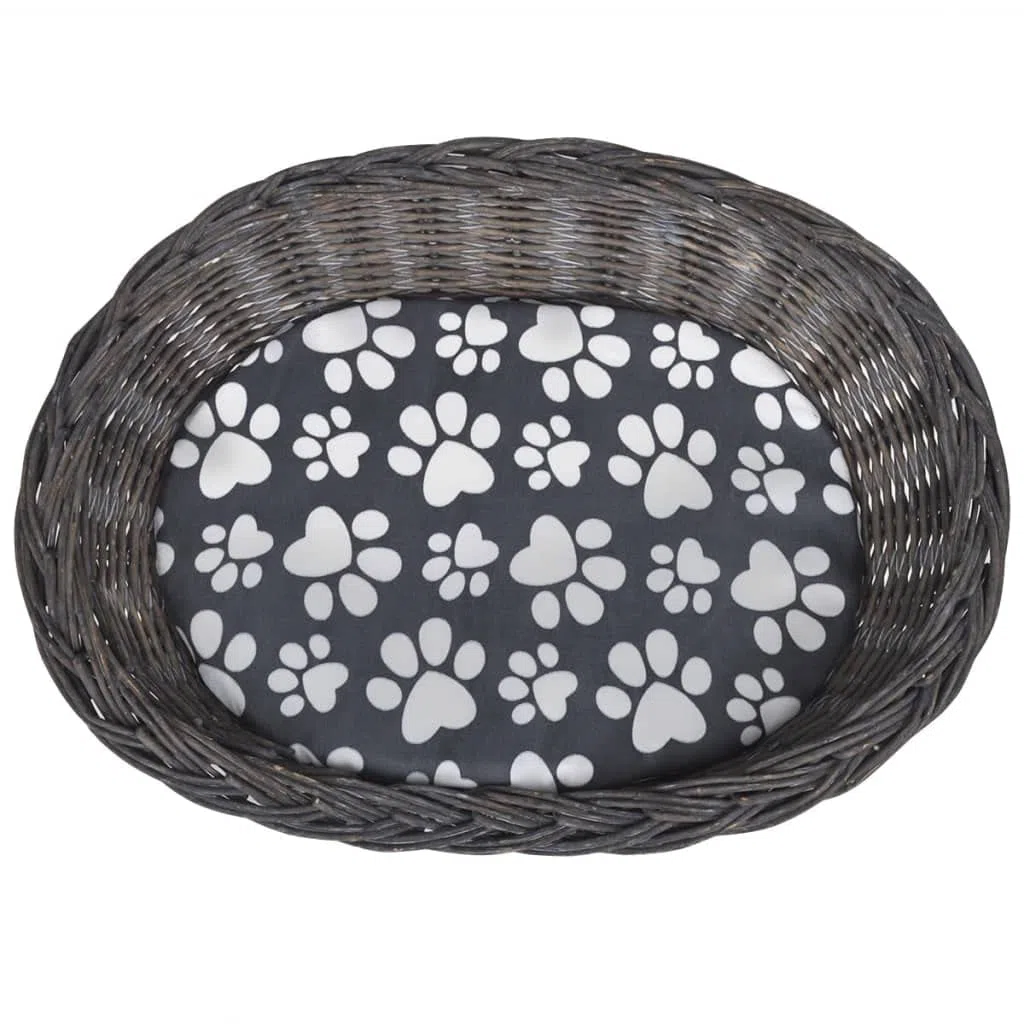 Mangloder Kuschelhöhle für Katzen aus Weide mit Kissen, graues Katzenbett Höhle Korb Schlafsack, weich und warm als Liege für Haustier Schlafplatz, für Wohnung, Garten und Terrasse