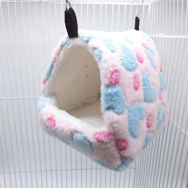Hamster-Spielzeug, Hamsterspielzeug, 2 Stück, weicher, bequemer Käfig aus Plüsch, for Aufhängen, Hängematte, Nest, Haus, Schlafbett, warmes, 03 S(02 M)