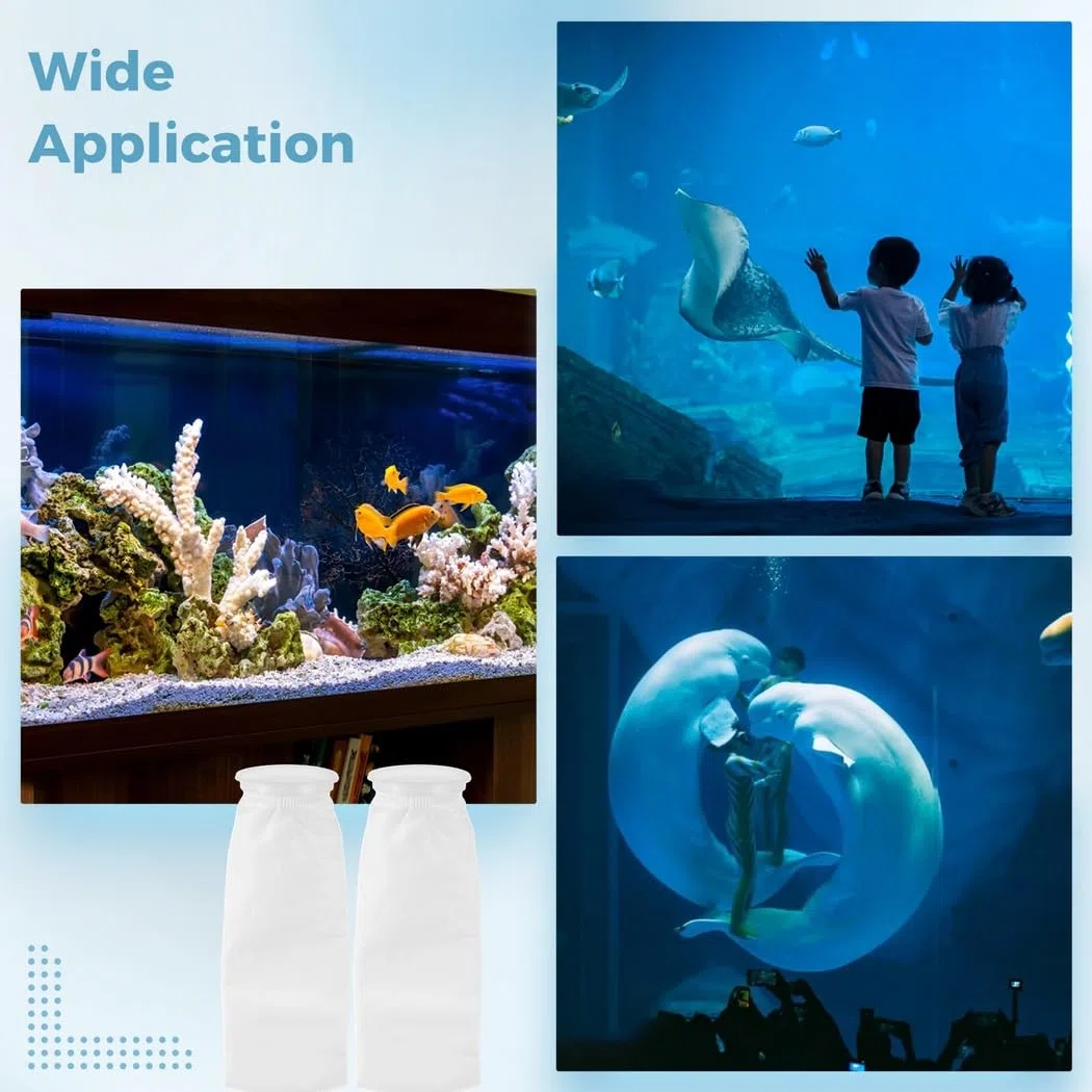 Aquarium-Filterbeutel, 10,2 x 38,1 cm, Ringfiltersocken für Süß- und Salzwassertanks, 200 m, 16 Stück