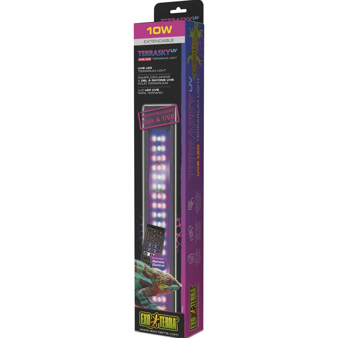 Exo Terra TerraSky UV-LED Terrarienbeleuchtung 10W, UVA & UVB LED-Leuchte, IP54, Timer