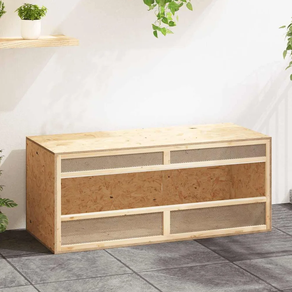 Terrarium Holzwerkstoff 120x50x50 cm mit Glas und Stahl, Kleintier Käfig für Kaninchen Meerschweinchen Hamster, Outdoor und Indoor Gehege, Voliere mit guter Luftzirkulation
