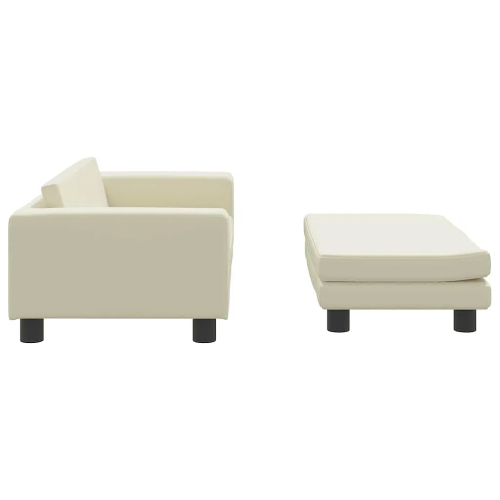 Hundebett mit Verlängerung Creme Kunstleder 100x50x30 cm, weiches Hundesofa mit Schaumstofffüllung, rutschfestes Haustierbett für kleine Hunde, ideal für Wohnzimmer und Schlafzimmer