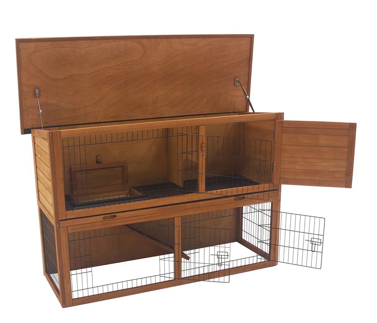 Dehner Nagerheim Hoppel mit Freilaufgehege, ca. 136 x 50 x 85 cm, Holz, natur