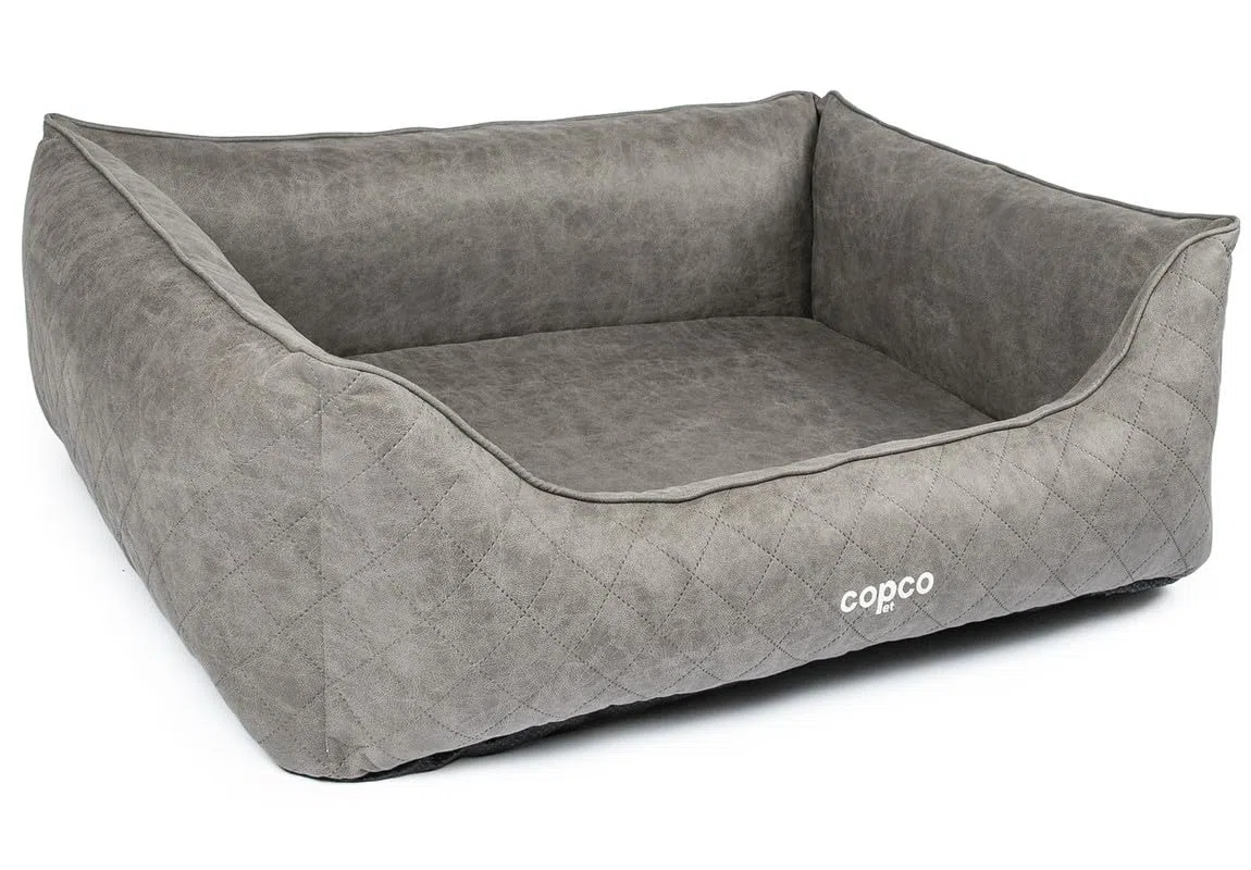 CopcoPet Hundebett Hugo Orthopädisch Velourlederoptik Grau XL 110 x 90 cm – Visco-Hundematratze mit abziehbarem Bezug – rutschfest & pflegeleicht – Für große Hunde, gelenkschonend & formstabil
