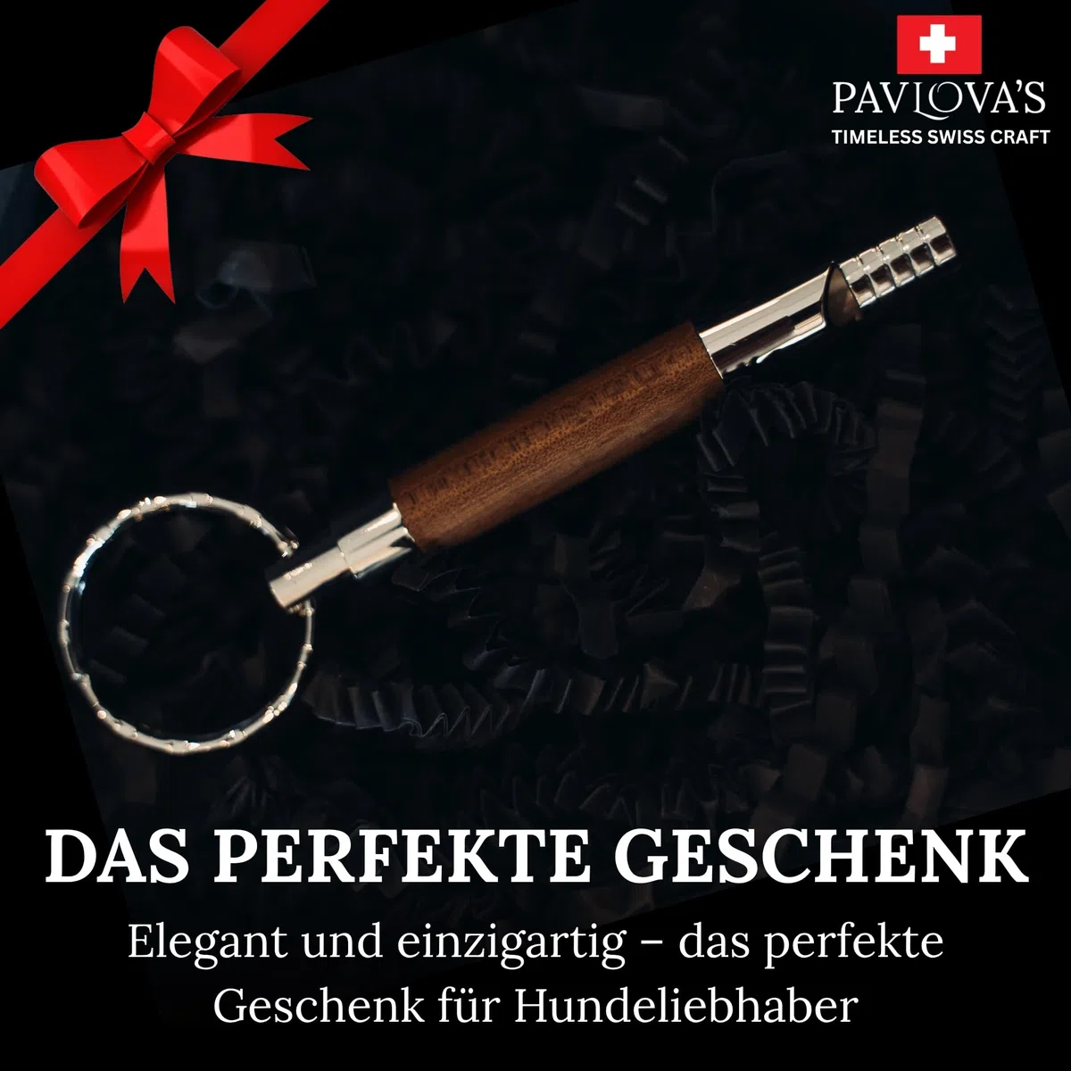Pavlova’S Schweizer Hundepfeife mit Umhängeband – Handgefertigt aus Walnussholz & Edelstahl – Klare Trainingspfeife für den Außenbereich – Geschenkbox – 10 Jahre Garantie – Limitierte Edition