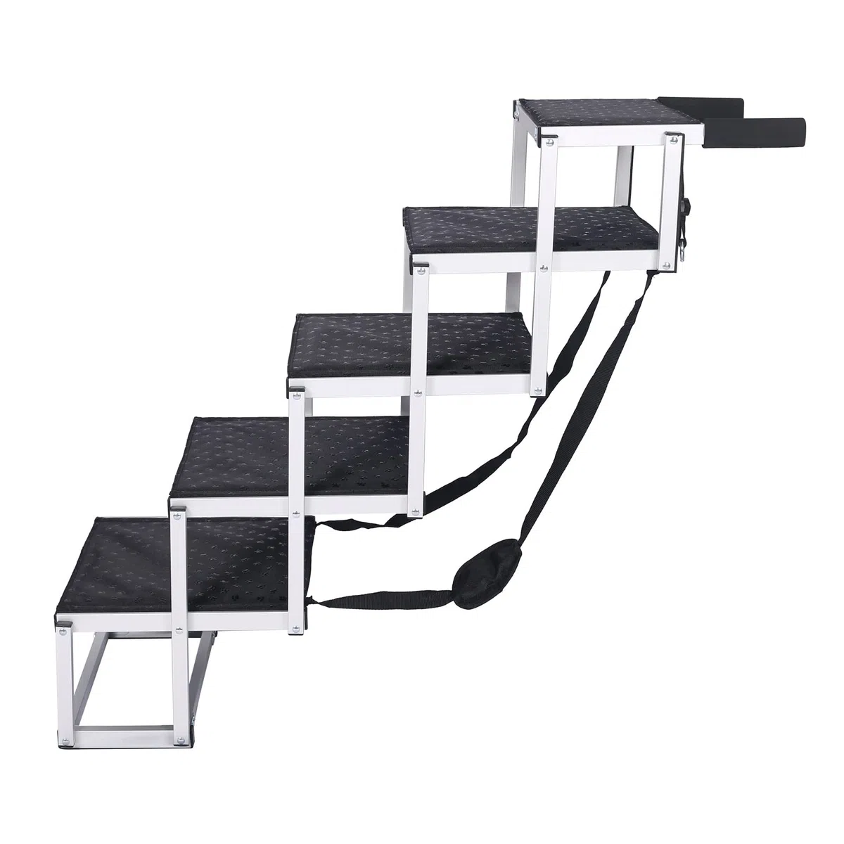 Wiltec Klappbare Haustiertreppe mit 5 rutschfesten Stufen Hundetreppe als Einstiegshilfe bis 68 kg aus Alu