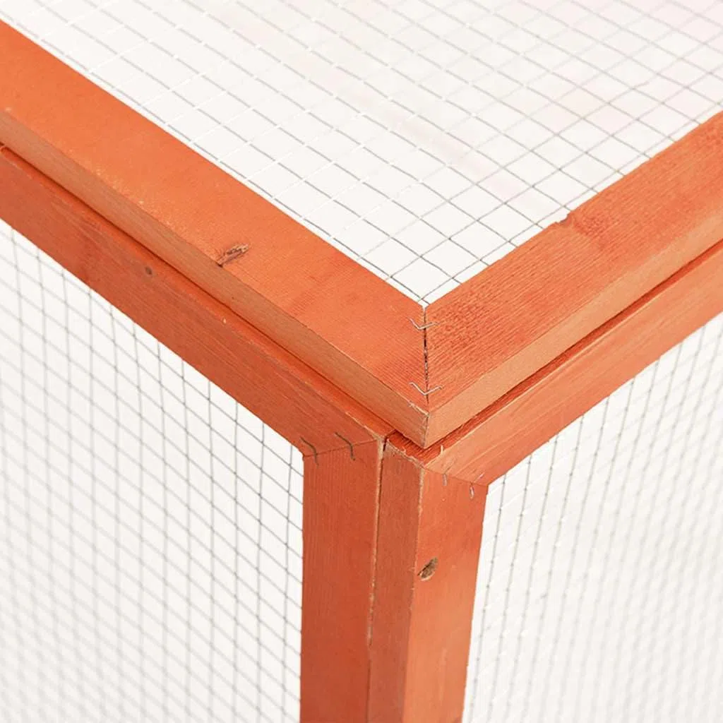 Kaninchenstall Massivholz Tanne 124x120x60 cm mit Schutzdach und Gitter, Kleintier Gehege für Kaninchen Meerschweinchen Hamster, Freilauf Haus für Garten Balkon Zimmer