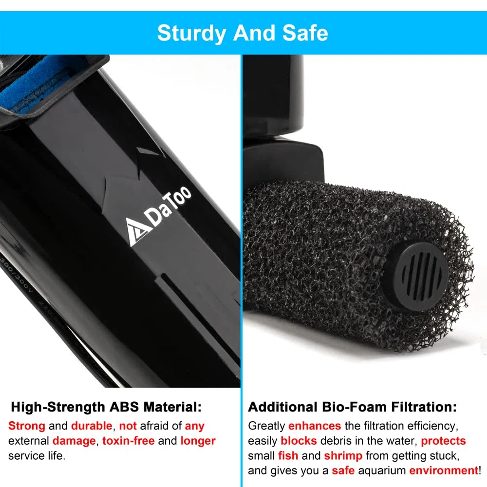 DaToo Aquarium-Power-Filter für Aquarien, ultra-leise, 5 W, für Aquarium, 3 bis 20 Gallonen Tank