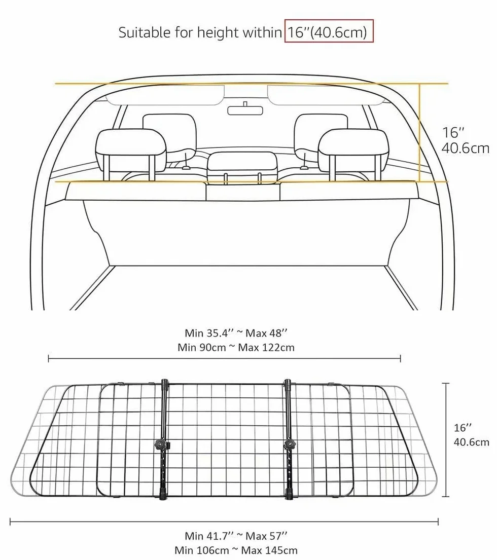 Auto Hundegitter Hundenetz für Audi E-tron 2018-2023, Kofferraumgitter Hundegitter, Kofferraumschutz Trenngitter für Hunde, Auto Haustier-Trenngitter