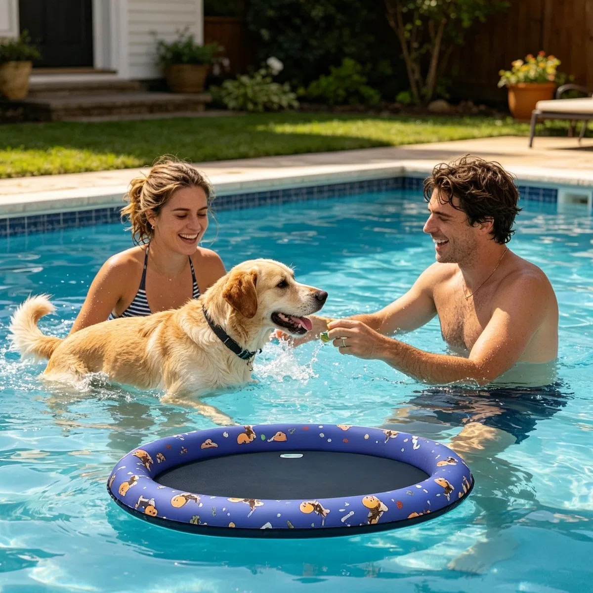 Hundepool Float | Reißfeste aufblasbare Haustier Floß für Hunde und Katzen | Schwimmen Wasserschwimmer für Sommer im Freien am See, Fluss, Strand, Teich