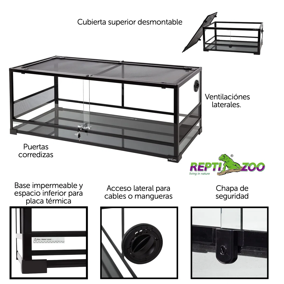 ReptiZoo Glas-Terrarium 120x45x45 cm, zerlegbar - verschickbar! RK0222