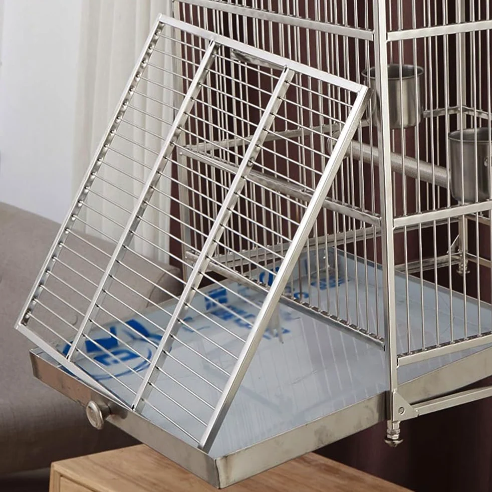 Voliere Vogelkäfig aus Edelstahl mit ausziehbarem Chassis. Langlebig. Leicht zu reinigen. Ideal for kleine bis mittelgroße Vögel